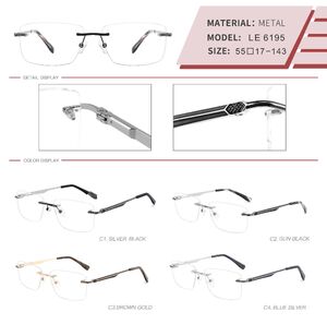 Metal rimless on screws frame for men with spring hinges LE6195-DA