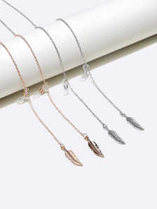 Set of two gold and silver glasses chain with leaves GM109