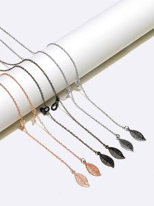 Set of three gold, silver and black glasses chain with hollow leaves GM098