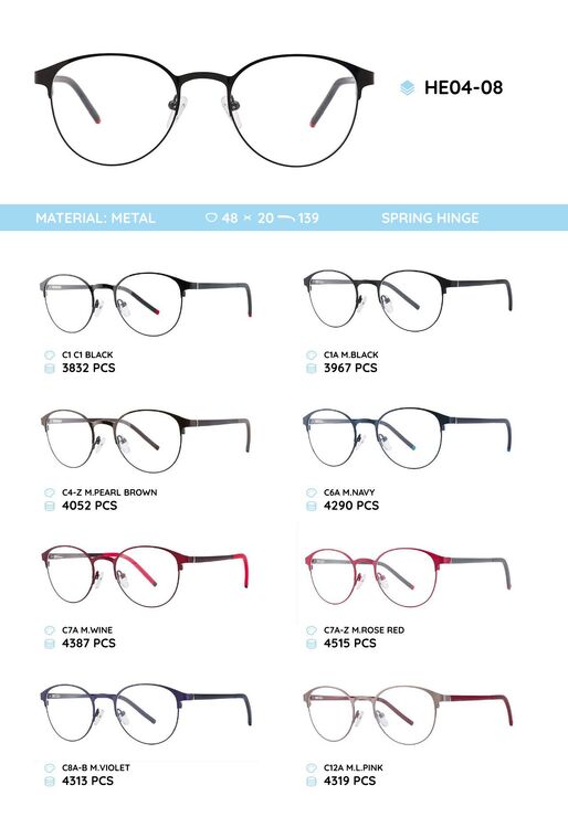Metal frame with temples made of TR-90 material HE04-08