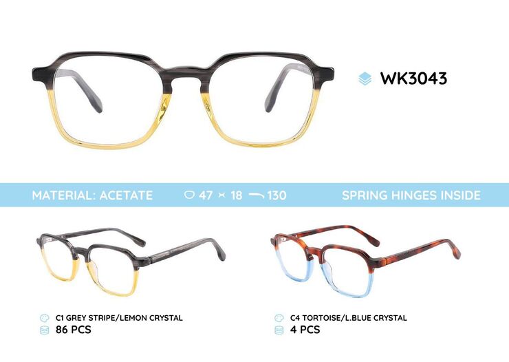 Acetate plastic frames for kids, with spring higes WK3043