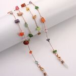 Металлическая нескользящая цепочка золотого цвета, с разноцветными камнями, для очков и масок GL1887