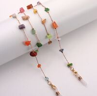 Металлическая нескользящая цепочка золотого цвета, с разноцветными камнями, для очков и масок GL1887