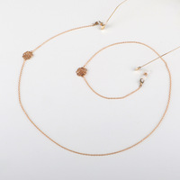 Металлическая нескользящая цепочка золотого цвета, с розой, для очков и масок GL665