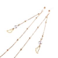 Gold-colored metal non-slip chain, with pendant wings of angel and pearl, for glasses and masks GL817