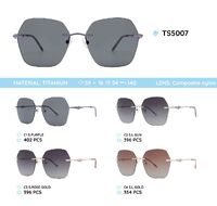 Titanium rimless frame polarized sunglasses TS5007
