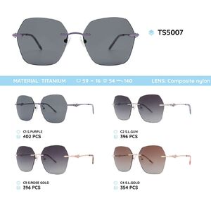 Titanium rimless frame polarized sunglasses TS5007