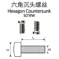 Hexagon countersunk screw for glasses repair, head 2.8 mm, Ø1.4/1.6 mm, length 4.0-7.0 mm, 1 pack = 100 pieces