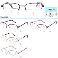 Очки готовые полуободковые в металлической оправе Vizzini V7026, линзы пластик, диоптрии +1.00 до +4.00 (шаг 0.25)