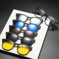 TR90/PC plastic frame + 5 polarized sun protection magnet clip-on set + leather bag El Dorado EL5502A