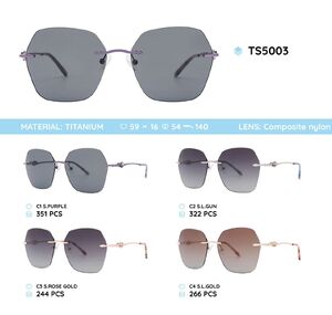 Titanium rimless frame polarized sunglasses TS5003