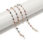 Металлическая нескользящая цепочка золотого цвета, с цветными стразами, для очков и масок GL1543