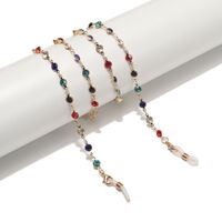 Металлическая нескользящая цепочка золотого цвета, с цветными стразами, для очков и масок GL1543