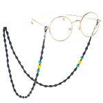 Black plastic non-slip bead chain, for glasses and masks GL149