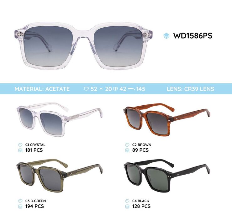 Plastic acetate frame polarized sunglasses WD1586PS
