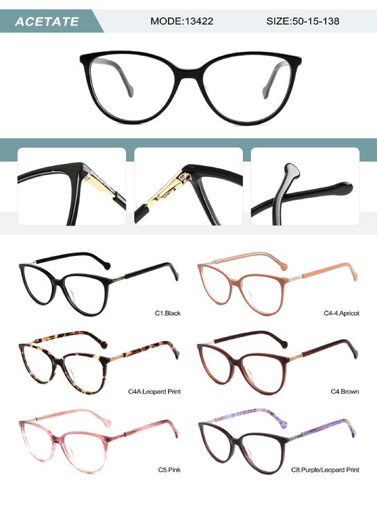 Plastic acetate frame for women with spring hinges 13422-DA