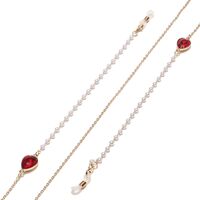 Металлическая нескользящая цепочка золотого цвета, с кристаллом в виде капли воды и жемчугом, для очков и масок GL1504