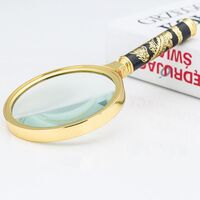 Magnifier, magnifying glass with a handle with a dragon pattern S龙柄100-XX, diameter: 100 mm, magnification: 5X