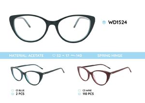 Plastic acetate eyeglasses frame for women with spring hinges WD1524
