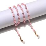 Gold-colored metal non-slip chain, with pink beads, for glasses and masks GL1301