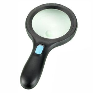 Magnifier with universal backlight and compass, magnifying glass with handle 6905B-XX, diameter 90 mm, magnification: 3Х, 45Х