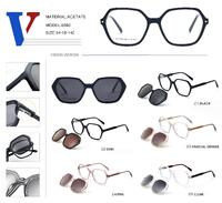 Plastic acetate frame with spring hinges + polarizing sun protection clip-on 6580-DA