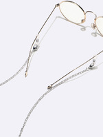 Набор из двух металлических цепочек для очков с розовыми треснувшими акриловыми бусинами GM154