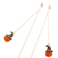 Gold-colored metal non-slip chain, with pendant pumpkin hat, for glasses and masks GL311