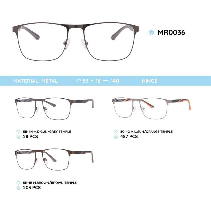 Металлическая оправа с дужками из материала TR-90 MR0036