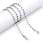 Metal non-slip chain silver, with colorful square crystal, for glasses and masks GS041