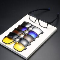 TR90/PC plastic frame + 5 polarized sun protection magnet clip-on set + leather bag El Dorado EL2505A