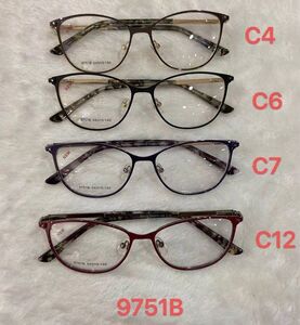 Metal frame for glasses with spring hinges 9751B