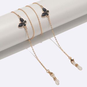Gold-colored metal non-slip chain, with black butterfly, for glasses and masks GL1550