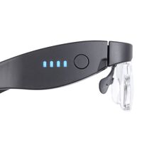 Magnifier-glasses with backlight for small parts working with replaceable attachments 12539DC, magnification: 150D, 200D, 300D, 2.5X, 4.0X