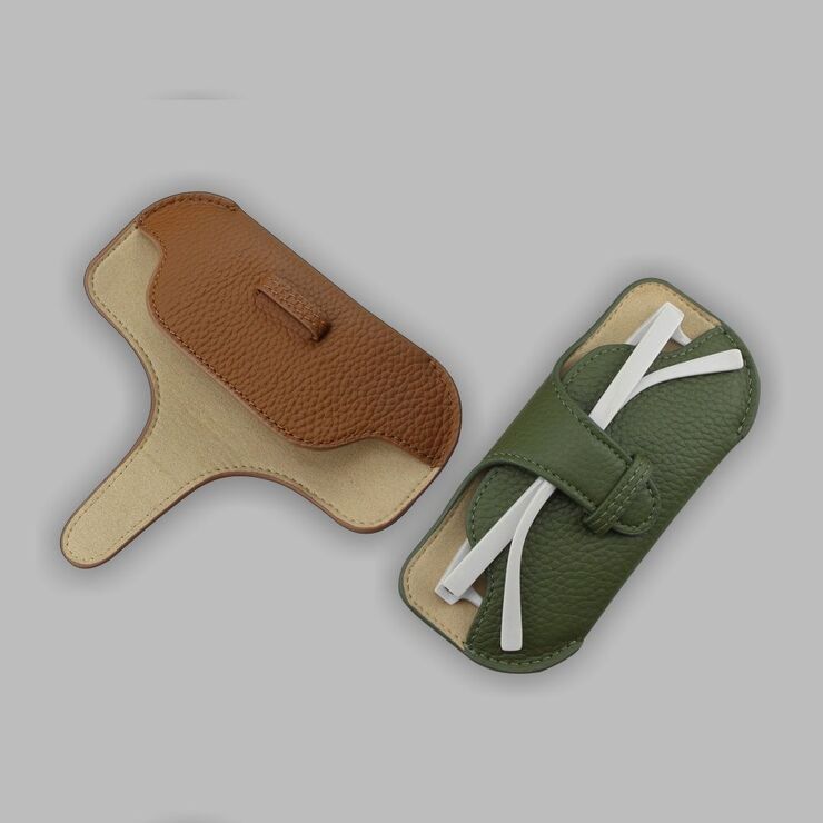 Genuine leather glasses case with microfiber lining ZY015