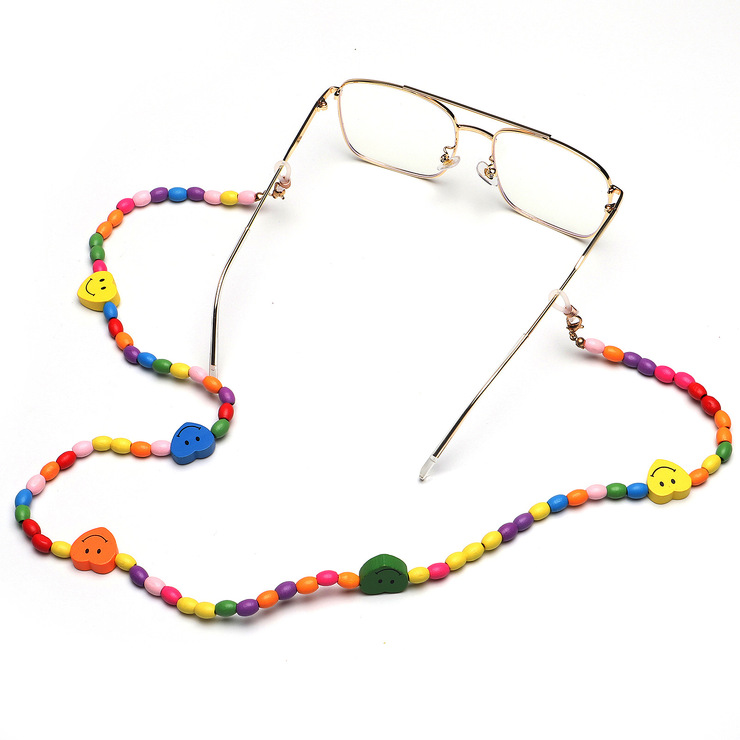 Multi-colored wooden bead eyeglass chain for kids GB064