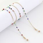 Metal non-slip chain gold, with colorful crystal, for glasses and masks GL986