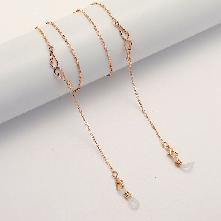 Металлическая нескользящая цепочка золотого цвета, с крыльями, для очков и масок GL1870