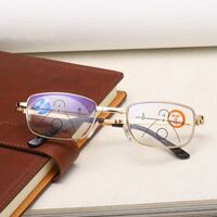 Очки металлические складные мультифокальные для чтения FL8802 с защитой Blue ray cut с футляром, диоптрии от +1.00 до +3.50, РМЦ=62-64