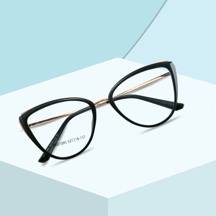 Combined frame (metal + TR90) or glasses with blue light protection, with spring hinges FA87095