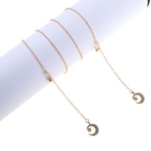 Gold-colored metal non-slip chain, with pendant star and moon with rhinestone, for glasses and masks GL821