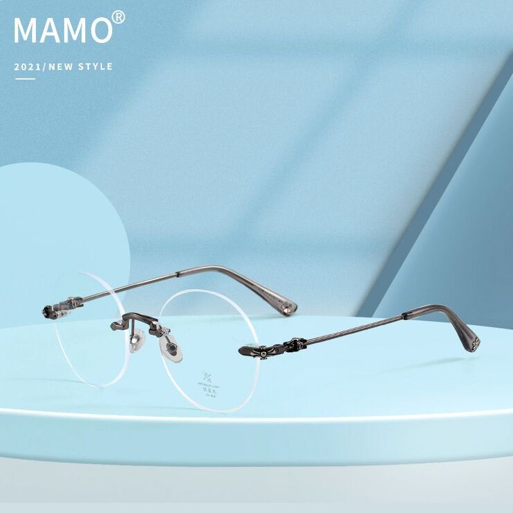 Rimless Metal frames with Blue Ray Cut lenses MAMO H5611