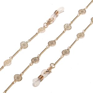 Gold-colored metal non-slip chain, with hollow round, for glasses and masks GL1465