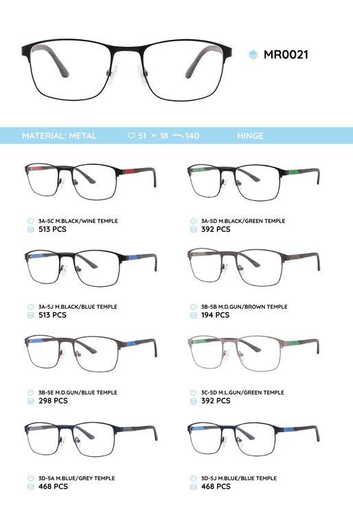 Металлическая оправа с дужками из материала TR-90 MR0021