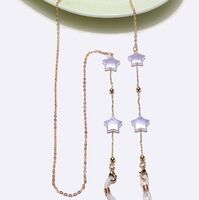 Металлическая нескользящая цепочка золотого цвета, с жемчугом в виде звезды и бусинами, для очков и масок GL1390