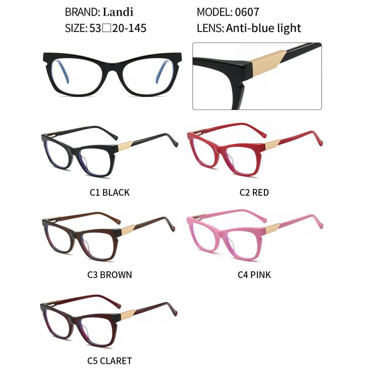 Protective anti-reflective coating acetate glasses Landi LD0607