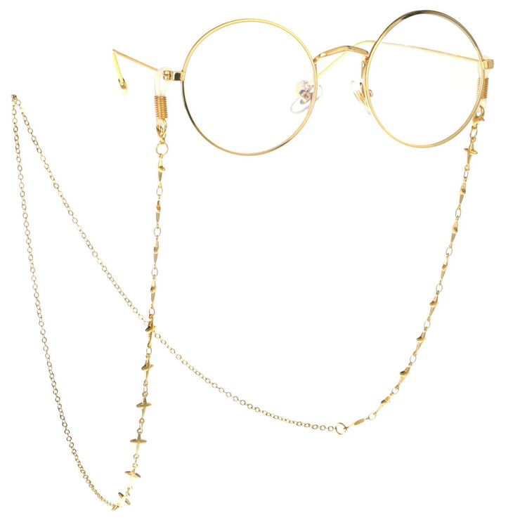 Металлическая нескользящая золотая цепочка для очков и масок GL098