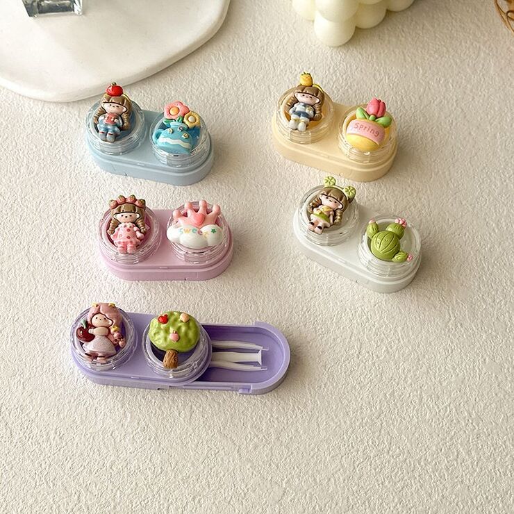 Mini soft contact lens kit retractable W-CT42辫子女孩
