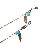 Metal non-slip chain, with leaves and turquoise beads, for glasses and masks GL154-1