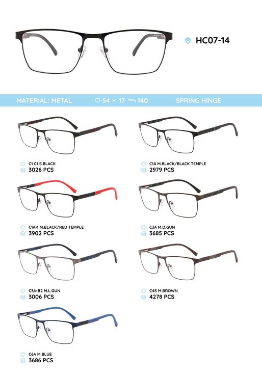 Metal frame with temples made of TR-90 material HC07-14